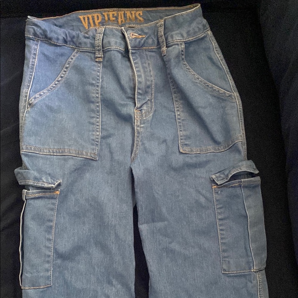 VIP Jeans Blue Denim Cargo Pants